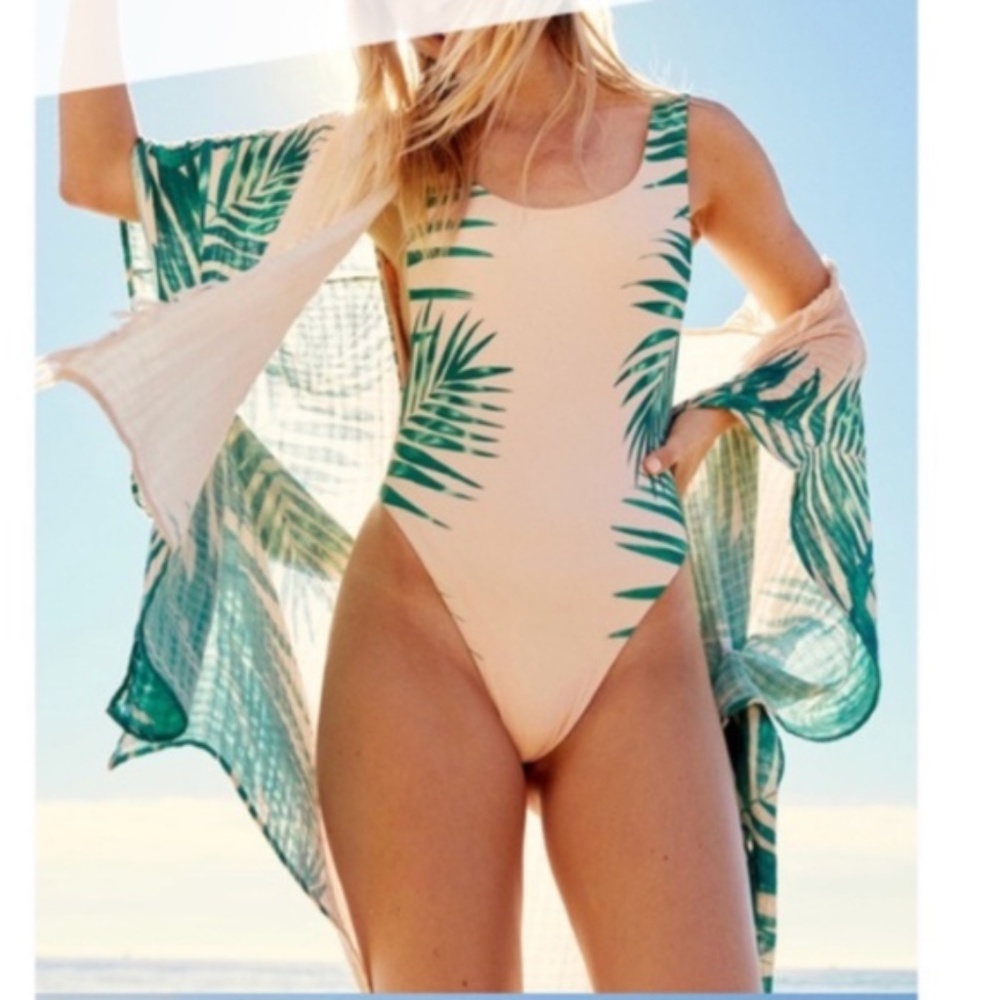 Aerie Palm Print Super Scoop One Piece Swimsuit